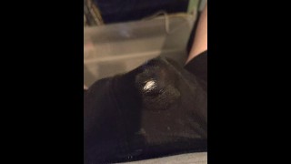 Making my briefs shiny with cum