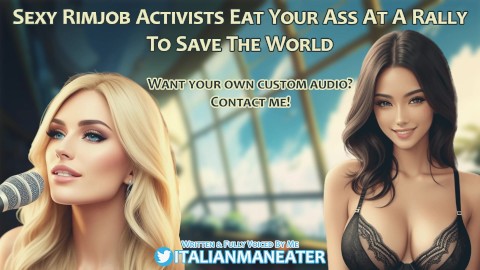 Activistas sexys de Rimjob te comen el culo en un mitin para salvar el mundo | FFM | Juego de roles de audio