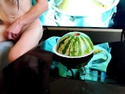 Preview 2 of tgirl fucks 🍉 watermelon 🤩 passionate and power fucking, cum on food 😋 HD porn