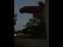 walking cock out near a busy beach caught by a couple at the end