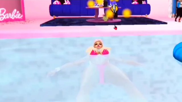 bikini babes play in barbie pool