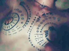 Nerdy Tattooed Teen Trans Guy in Glasses Lets You Cum On His Pierced Tits Without Pausing His Game