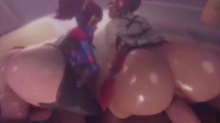 Overwatch Kiriko X D Va Anal Gangbang 3D Hentai