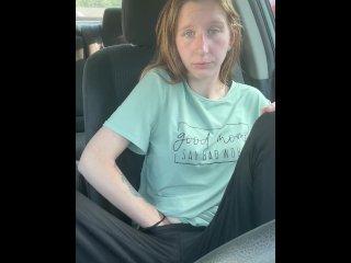car masturbating, exclusive, playing with pussy, public
