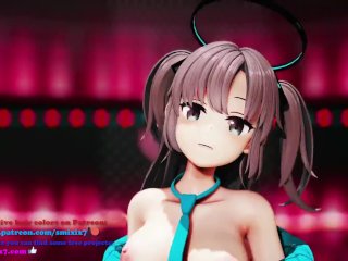 Blue Archive Hayase Yuuka Half Nude No Bra Dance Queencard Hentai MMD_3D Red Hair Color EditSmixix