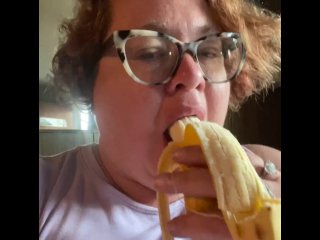 banana, solo female, milf, big tits