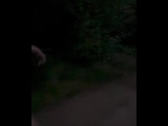 Shameless caught Naked walk in woods and over roa bridge