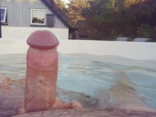 girlfriend's best friend knew about our videos and wanted to try - gave me a handjob in the pool