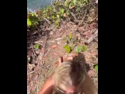 Preview 1 of Outdoor public sex with an ocean view.  Creampies me from behind!! Amateur couple