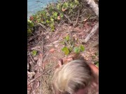Preview 3 of Outdoor public sex with an ocean view.  Creampies me from behind!! Amateur couple