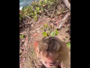 Preview 4 of Outdoor public sex with an ocean view.  Creampies me from behind!! Amateur couple