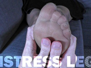 POV Gently Nylon Foot Massage of Beautiful Mistress Legs