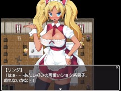 【アニメーションエロゲー実況(体験版)】メイド喫茶で働くリンダの童貞ショタ調教！ 金髪爆乳黒ギャルメイドにキスしながらの中出しセックスで筆おろししてもらい・・（モーションRPG同人エロゲー henta 2/16