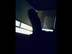Jerking off in the dark and realized the magnificent silhouette of my huge cock.