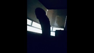 Jerking off in the dark and realized the magnificent silhouette of my huge cock.
