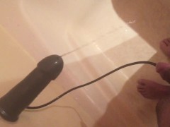 Pissing thru my ejaculating dildo