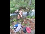 Preview 1 of Straight guy has a latin man to suck his cock at the creek