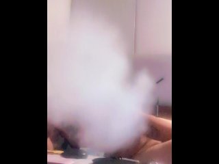 vertical video, solo male, smoking, clouds 