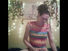 tranny silly millie wets her diaper than cums