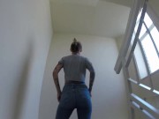Preview 4 of Public blowjob! She sucked my dick on the staircase