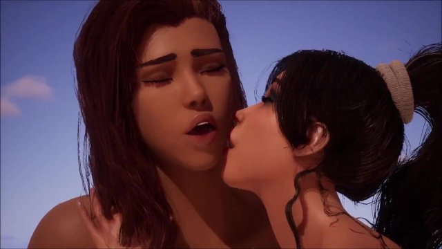 Lesbian kissing and scissoring