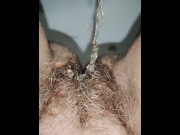 Preview 6 of Hairy girl Pissing in the Public Toilet in a Mall