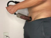 Preview 6 of nice big dick growing bigger with a homemade penis pump