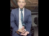 Christian Styles Jerking A Huge Load In Suit