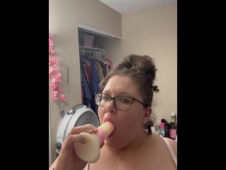 Throat Fucking myself with my 9.5” Dildo