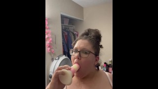 Throat fucking myself with my 9.5” dildo