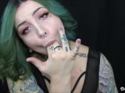 Preview 1 of Chubby Tattooed Babe Gives Sloppy Blowjob to Big Dildo While Talking Dirty to you