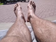Preview 1 of Young Guy Shows You His Feet and Hairy Legs in the Public Pool 😝