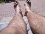 Preview 3 of Young Guy Shows You His Feet and Hairy Legs in the Public Pool 😝