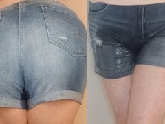Big Booty Wetting & Frontal Rewetting Denim Shorts! ( omorashi / wetting / おもらし )