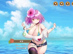 【#07 ハーレム島へようこそ！(体験版)実況】チヨの爆乳おっぱい揉んでセルフパイズリからの胸射、さらに顔射してしまい・・・(巨乳ハーレムシミュレーション同人エロゲー) - Screenshot 13 of 16 - Bigtits Hentai