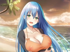 【#07 ハーレム島へようこそ！(体験版)実況】チヨの爆乳おっぱい揉んでセルフパイズリからの胸射、さらに顔射してしまい・・・(巨乳ハーレムシミュレーション同人エロゲー) - Screenshot 14 of 16 - エロゲー