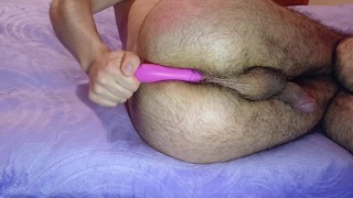 Latin boy penetrates his ass and jerks off his dick