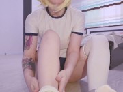 Preview 6 of MY HERO ACADEMIA: Horny Toga Himiko teases you with her sexy feet, plays with cum and squirts