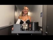 Preview 1 of Hotel room service, young waitress gets fucked by a customer, full video 30 min