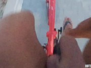 Preview 4 of Naked Cycling and Close-Up of My Cock on Public Road