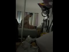 Fucking her hard while her husband at work.