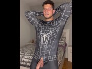 Preview 2 of Spiderman boy gym cum without hands, onlyfans guy