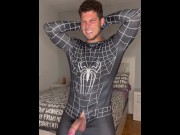 Preview 5 of Spiderman boy gym cum without hands, onlyfans guy