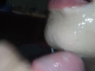 POV: Hot Sloppy Blowjob getting all the Cum in her Mouth