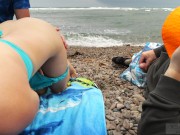 Preview 3 of Stranger Puts Oil on me and Gives a Quick Fuck on Public Beach - XSanyAny