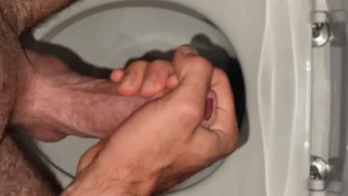 nightly cum shot into toilet while girlfriend is next door