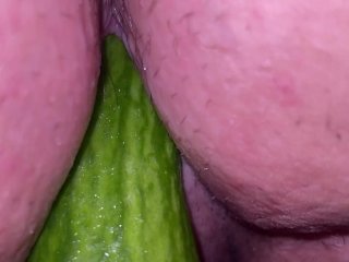 amateur, exclusive, bbw, cucumber in pussy