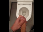 Preview 1 of *SLOW MOTION* Huge Cock Shooting His Big Load At The Airport Public Toilet