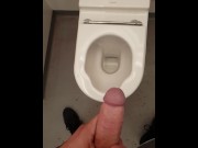 Preview 2 of *SLOW MOTION* Huge Cock Shooting His Big Load At The Airport Public Toilet