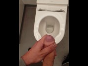 Preview 3 of *SLOW MOTION* Huge Cock Shooting His Big Load At The Airport Public Toilet